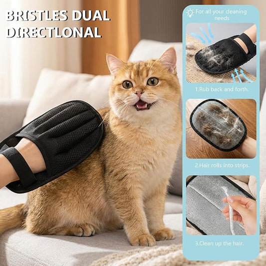Pet Hair Glove for Cats & Dogs,Newly Upgraded Five-Finger Electrostatic Reusable Magic Brush,Pet Hair Remover Glove for Laundry for Pet Hair Remover Tool on Carpet,Clothing,Couch,Car Seat