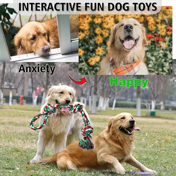 Rope Toys for Dogs - Indestructible Chew Toys for Aggressive Chewers, Tough Puppy Teething Toys for Boredom, Dental Cleaning Tug of War Toy - Great for Small to Large Breed
