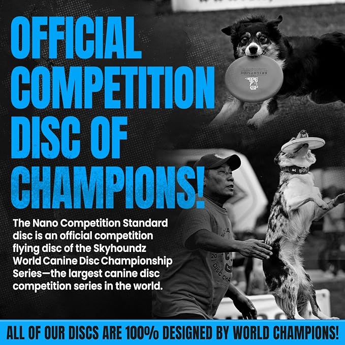Hyperflite Nano Competition Standard Disc Dog Disc 4” (17g) | Official Skyhoundz Mini Flying Disc for Small Dog & Puppy | Long-Flying, Lightweight Dog Toy for Backyard, & Beach | Anti-Glare - Blue