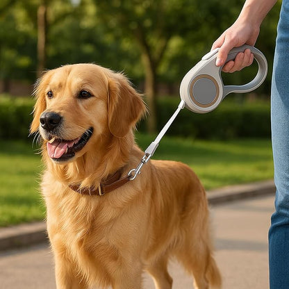 Dog Leash Retractable – Heavy Duty Hands-Free Leash for Large & Medium Dogs, One-Hand Lock, Tangle-Free Nylon Tape, Anti-Slip Grip, Strong & Durable for Outdoor Walking or Training