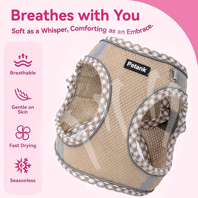 Petank Dog Harness for Small Medium Dogs No Pull, Puppy Harness and Leash Set for Walking, Running, Training, Small Dog Harness, Medium Dog Harness (Brown, S)