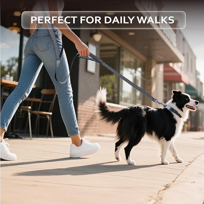 Hands Free Dog Leash,Galaxy Reflective Crossbody Leash, 6–9.5 ft Adjustable Heavy Duty Waist Belt for Medium and Large Dogs Walking,Running,Jogging,Training,Night Walking （290cm, Black