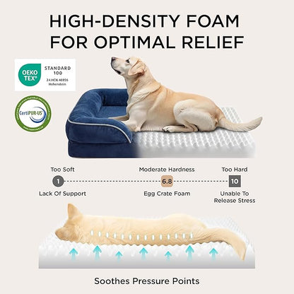 Bedsure Orthopedic Dog Beds for Small Dogs - Washable Small Dog Cat Bed Waterproof, Comfort Pet Couch Sofa with Washable Removable Cover, Pets Bed with Nonskid Bottom, Blue Navy, 24"