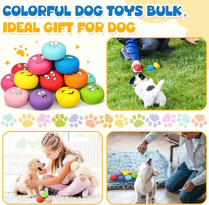 Hungdao 20 Pack Dog Squeaky Balls Soft Latex Squeaky Dog Toys Small Interactive Pet Chewing Toys for Puppy Training Interactive Fetch Play(Face)