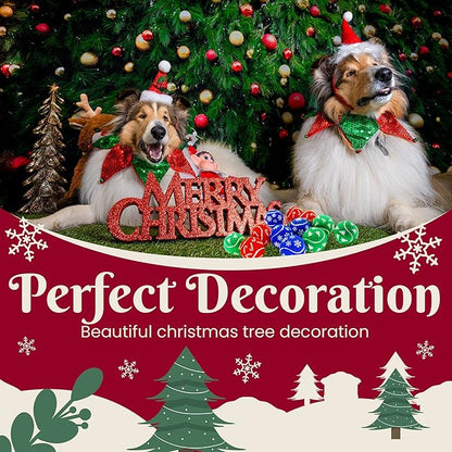 Christmas Dog Balls Toys, 3 Pack 2.5'' Squeaky Tennis Balls for Dogs | Idea Gift for Puppy Birthday & Christmas Decoration & Stocking Stuffers, Small Medium Large Breeds