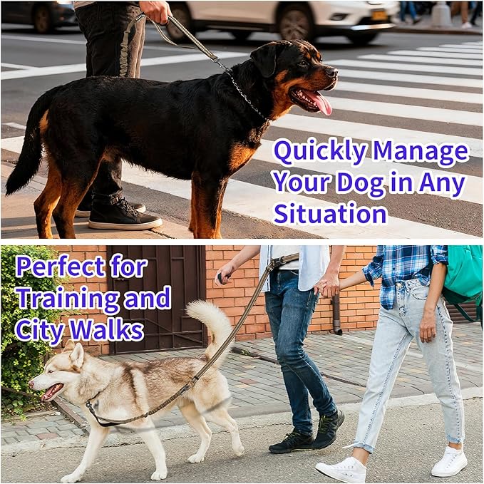Kazazoo Hands-Free Dog Leash with 5.5-8.5FT Adjustable Length - Heavy Duty No Pull Bungee Design, Reflective Safety for Walking, Jogging & Training | Suitable for Medium to Large Dogs,M Size Brown
