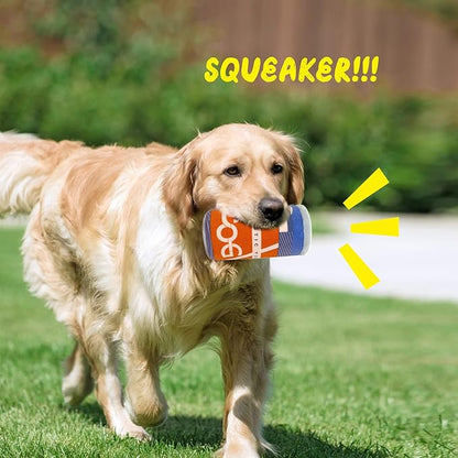 Squeaky Plush Dog Toys 2 Pack - Funny Beer Puppy Toys with Squeaker for Small Medium Large Dogs, Soft Stuffed Chew Toys for Birthday Gifts(Green&Grey)