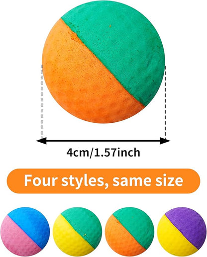 PET SHOW 20 Pack 1.57" Cat Toy Balls Soft EVA Foam Interactive Indoor Kittens Toys 40mm Dia. Small Dogs Puppies Pet Soccer Ball Bulk Activity Chase Quiet Play Two-Colors Cats Sponge Balls
