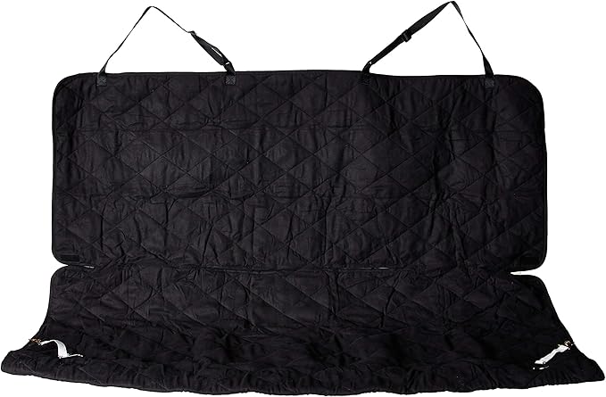 Elegant Comfort Diamond Design%100 Waterproof Premium Quality Micro-Suede Bench Car Seat Protector Cover (Entire Rear Seat) for Pets - Ties to Stop Slipping Off THE Bench, Black