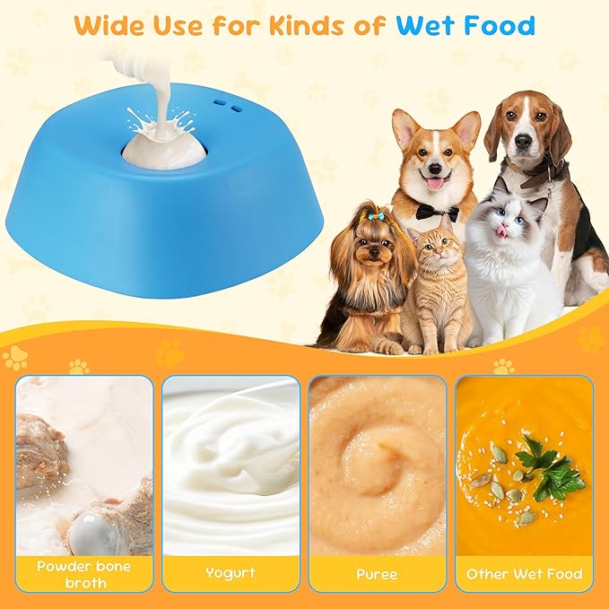 Dog Licking Toy, Slow Feeder Dog Bowls for Medium Large Breeds, Anti-Slip Dog Lick Bowl for 3/4 Cup Yogurt, Bone Broth, and Other Liquid Treat, Licking Bowl for Dietary Supplement (Blue)