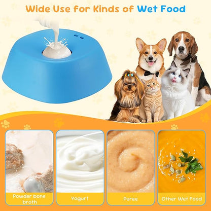 Dog Licking Toy, Slow Feeder Dog Bowls for Medium Large Breeds, Anti-Slip Dog Lick Bowl for 3/4 Cup Yogurt, Bone Broth, and Other Liquid Treat, Licking Bowl for Dietary Supplement (Blue)