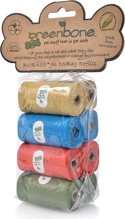 Greenbone BioBase Pet Poop Bags - 8 Rolls, 96 Bags - 13 Inch x 9 Inch