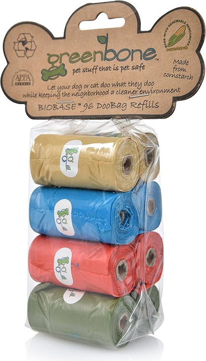 Greenbone BioBase Pet Poop Bags - 8 Rolls, 96 Bags - 13 Inch x 9 Inch