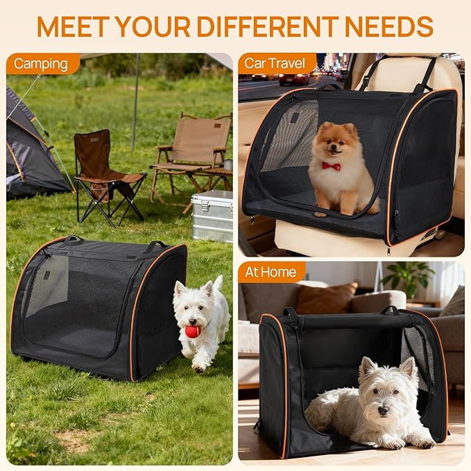 Dog Car Seat, Enclosed Carrier for Pets Travel Safety Dog Crate Soft-Sided Covered Car Kennel Carrier for Backseat for Medium Dogs