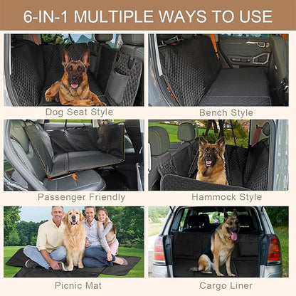 Prodigen Hard Bottom Dog Seat Cover for Back Seat, Waterproof Back Seat Extender for Dogs, Scrath-Resistant Dog Hammock for Truck/SUV/Car (54" x 30")