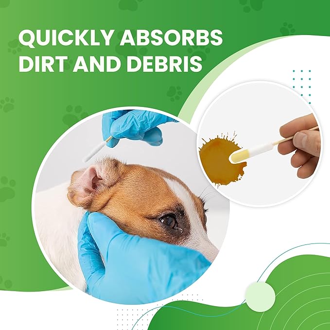 We Love Doodles Long Cotton Dog Ear Swabs | Double Sided Cotton Swabs for Dogs | Large Wooden Cleaner Balls Tool | Swabs to Flush Puppy Ears | Clean Wood Buds for Pet Ears | Wipes Solution Swabs