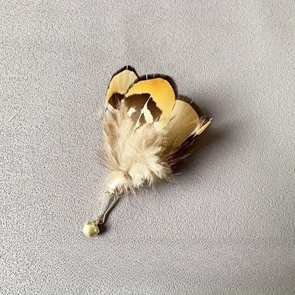 Cat Insect Feather Toy Wand Replacement,Cat Toys Feather Refills,Set of 6 Replacement Heads with Bells,Natural Feather Interactive Cat Toys (Style B)