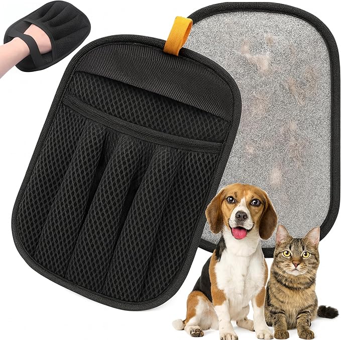 Pet Hair Remover Glove for Cats & Dogs - Electrostatic Pet Long/Short Fur Cleaning Mitt - Use on Carpet, Furniture, Clothes - Roller & Tape Alternative - Reusable & Washable