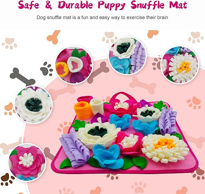 Snuffle Mat for Dogs Sniffing Feeding Mat for Small and Medium Breed Dogs and Cats Non-Slip/Portable/Durable Interactive Puzzle Pet Puppies Toys Encourages Natural Foraging Skills