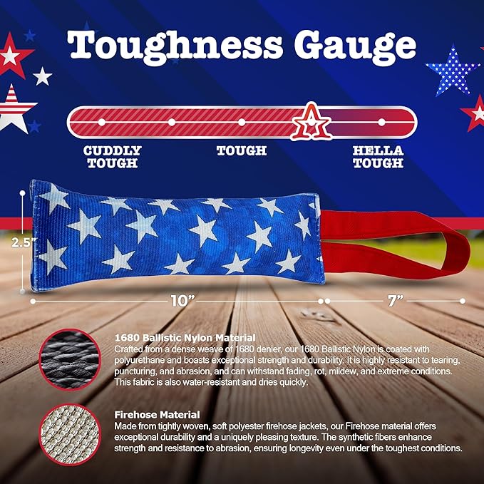 American Dog Stars Firehose – Durable Tug Dog Toy Made in USA from Pet-Safe, Machine-Washable Firehose & 1680 Nylon Ballistic Material for Bonding, Play Time, Exercise, Training, & More