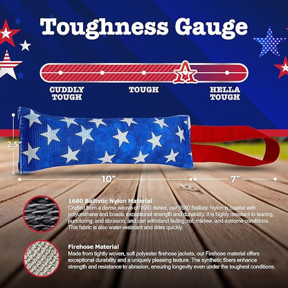 American Dog Stars Firehose – Durable Tug Dog Toy Made in USA from Pet-Safe, Machine-Washable Firehose & 1680 Nylon Ballistic Material for Bonding, Play Time, Exercise, Training, & More