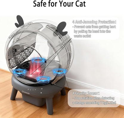 Automatic Cat Litter Box Self Cleaning Litter Box for Multiple Cats, Large Capacity App Control with Dual Safety Protection, Removable Washable Liner