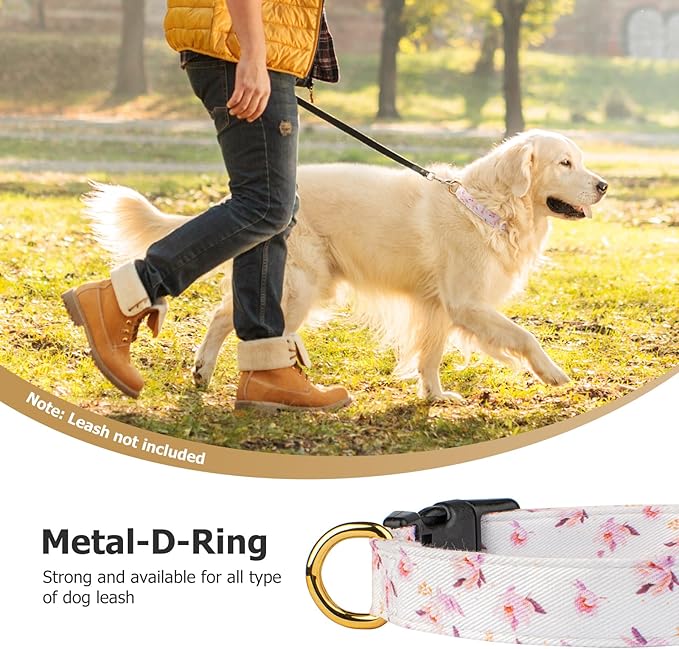 Cotton Handmade Dog Collar Cute and Distinctive Patterns White Flower with Pendant for Girl Boy Dogs Collars S