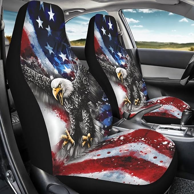 Eagle Flag Car Seat Covers Breathable Front Seat Cover Anti-Slip Back Fabric Waterproof Car Seat Cover Easy to Install Universal for Cars Truck SUV Van