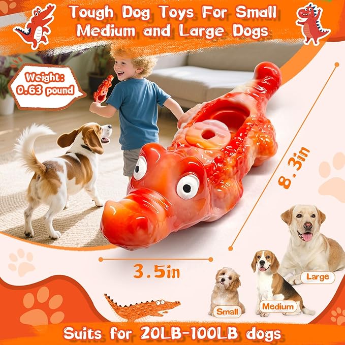 Dog Toy for Aggressive Chewers:Tough Almost Indestructible Chew Toys for Medium & Large Breeds,Treat Dispensing Dog Puzzle Toy Reduce Pet Anxiety and Boredom to Keep Them Busy,Milk Flavored