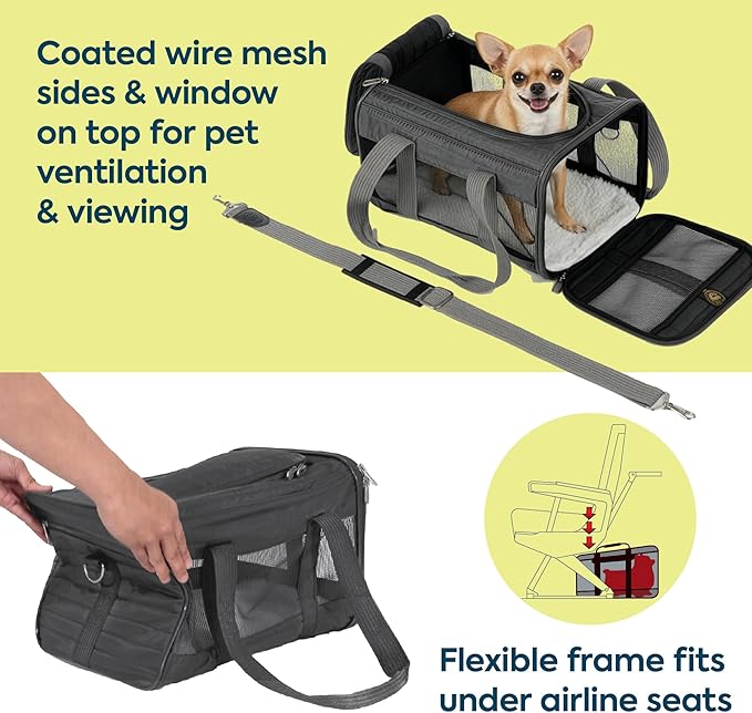 Sherpa Original Deluxe Travel Pet Carrier, Airline Approved & Guaranteed On Board - Charcoal Gray, Small