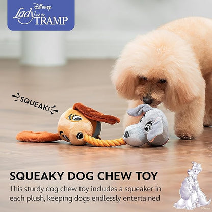 Disney for Pets Lady and The Tramp Rope Pet Toy 14in Dog Toys | Rope Tug Toy for Dogs Inspired by Lady and The Tramp with Crinkle and Squeaker