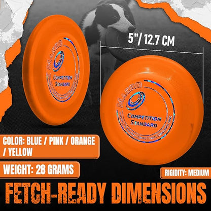 Hyperflite Macro Competition Standard Dog Disc 5" (28g) | Ultimate Flying Disc for Dogs | Official Skyhoundz Competition Disc for Play, Fetch & Pool Fun | Floats | Lightweight | Anti-Glare - Orange