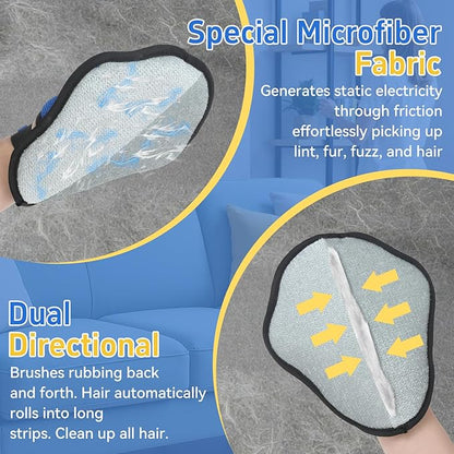 Pet Hair Removal Glove for Dogs & Cats, Electrostatic Five-Finger Hair Remover for Furniture, Couch, Carpet & Car Seat, Reusable Washable Pet Fur Cleaning Tool, Not for Grooming (1 PCS)