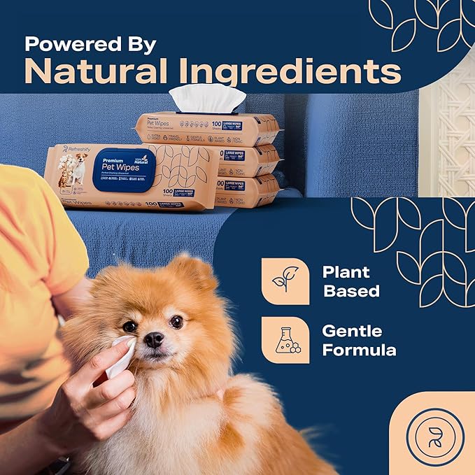 Dog Wipes for Paws and Butt - Plant Based Unscented (Pack of 400) - Pet Wipes for Dogs and Cats - Deodorizing Non Toxic Dog Wipes, +12 Additional Travel Wipes