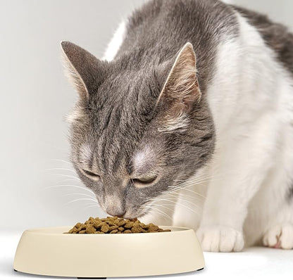 CatGuru Cat Bowls, Whisker Friendly Food Bowl for Indoor Cats, Reliefs Whisker Fatigue, Wide Kitten Dish, Non Slip Pet Dishes, Shallow Pet Plates (Sand, (Pack of 2))