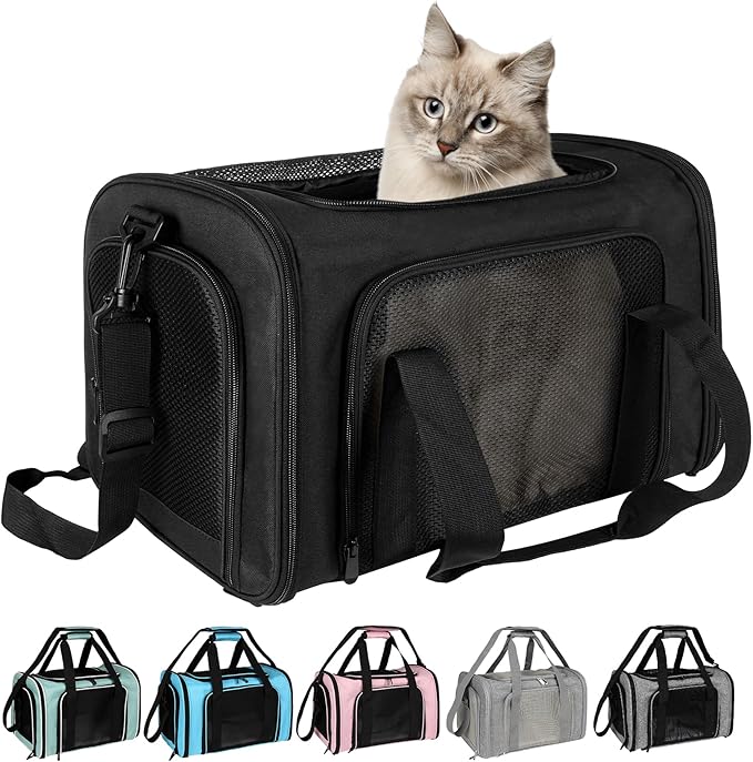 Top tasta Dog Cat Carrier Pet Carriers for Small Medium Large Cats Dogs Carrier Under 25 Lbs Soft Sided Small Puppy Dog Carrier Portable Foldable Dog Cat Travel Carrier （Black 20 * 13 * 13）