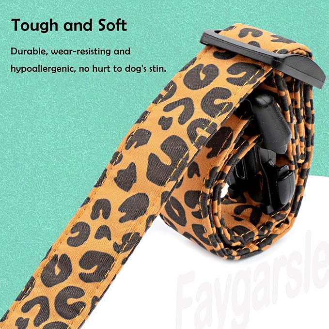 Faygarsle Brown Leopard Print Dog Collar for Small, Medium, Large Boys Girls Dogs M
