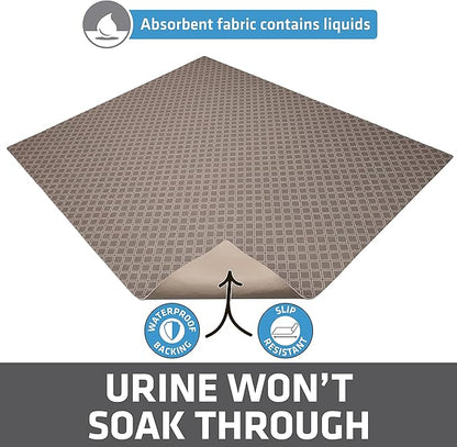 Drymate Cat Litter Box Mat, Litter Trapping Mat, Waterproof, Urine-Proof, Absorbent, Machine Washable, Soft on Paws, Contains Mess, Protects Floors, Kitten Supplies, Taupe, 29x36 XL