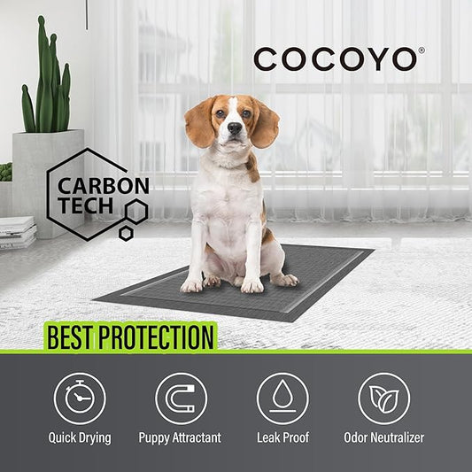 COCOYO Charcoal Dog Pee Pads Extra Large 35“x40”,Dog Training Pads Giant Size, Disposable Urine Bed Pads for Odor-Control, Training Liners for Housebreaking (30 Counts)
