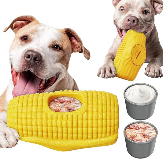 Interactive Dog Toys for Aggressive Chewers, Indestructible Dog Chew Corn Stick Enrichment Toy for Large Medium Dogs, Frozen Dog Treat Holder for Boredom to Keep Them Busy, Reduce Anxiety