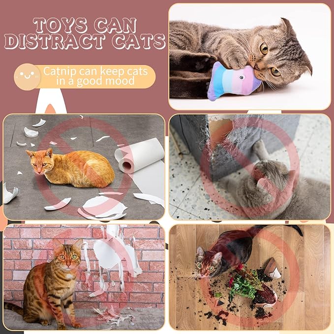 Sratte 25 Pcs Catnip Cat Chew Toy Interactive Catnip Filled Kitten Soft Cotton Cat Toys for Cats Kitten, Assorted Cat Teething Chew Indoor Pet Supplies (Lovely)