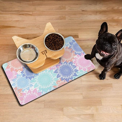 Pet Feeding Mat for Floors Waterproof Dog Mat for Food and Water Absorbent Quick Dry Non Slip mat for Cat Bowls