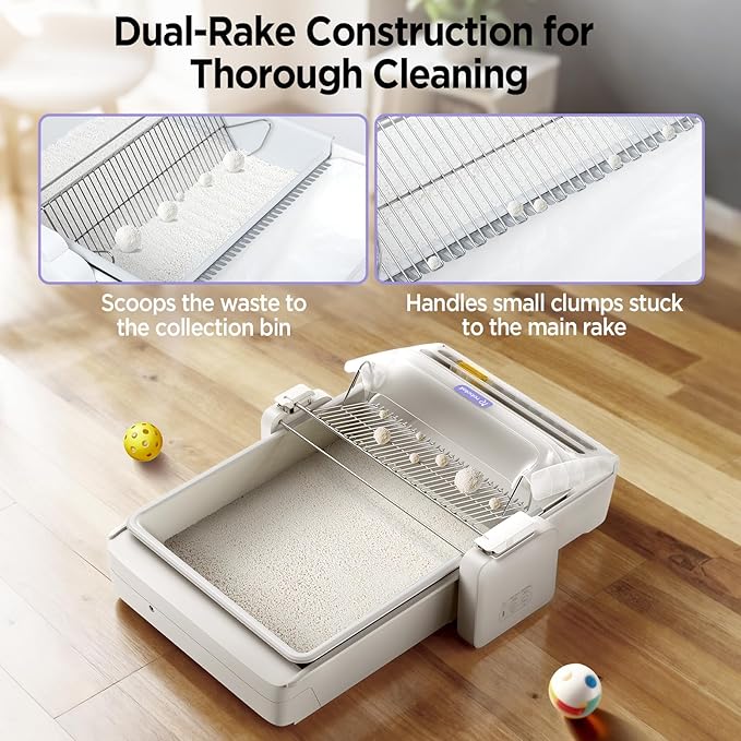 Open Top Automatic Self Cleaning Cat Litter Box, Extra Large Electric Cat Litter Box with APP Control Health Monitor, Smart Litter Tray for Multiple Cats, Anti-Pinch, Come with 20 Liners