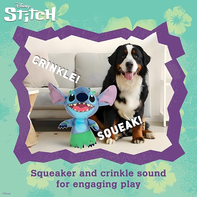 Disney for Pets Lilo and Stitch 18” Jumbo Plush Squeaker Dog Toy, Crinkle & Squeaky Pet Plushy, Cute Dog Toy Fans
