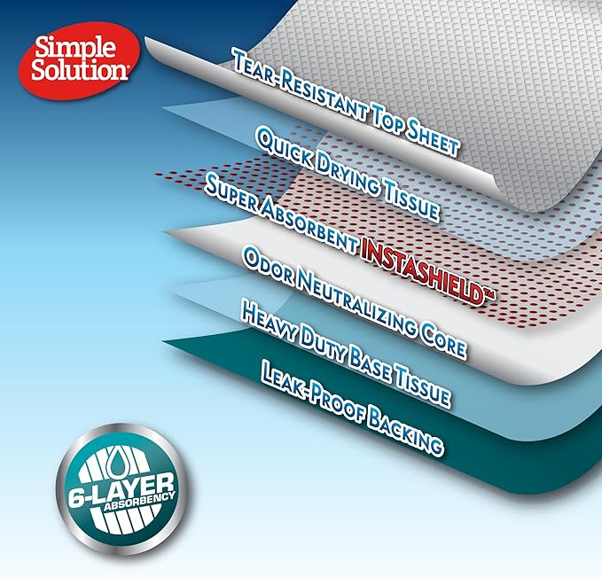 Simple Solution All Day Puppy Training Pads – Lavender Scented Leak-Proof Pee Pads for Dogs – Disposable and Absorbent for Housebreaking and Indoor Use – 23 x 24 Inches – 100 Count