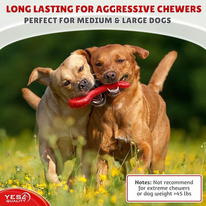 YES4QUALITY Dog Chew Toy - Durable Chew Bone for Medium and Large Dogs - 13", Red - Tough Rubber Tug of War Bone Pet Toy for Aggressive Chewers - Bumpy Design for Puppy Teething