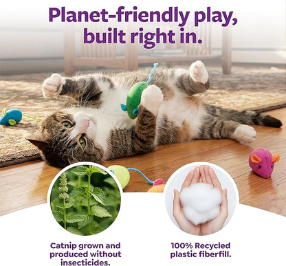 SmartyKat Skitter Critters Catnip Mice Plush Cat Toy Value Pack with Pure & Potent Catnip, Stimulating for Cats & Kittens, 15-Pack