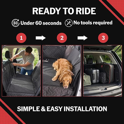 Hard Bottom Dog Car Seat Cover for Back Seat - PetSuite by Seat Cover Solutions- 300-lb Strength Pet Cover for Dogs with 40% Extra Space, Waterproof Nonslip Dog Hammock for Car Hard Bottom (Trucks)