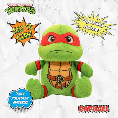 design LAB, Inc. Teenage Mutant Ninja Turtle Official Merchandise | TMNT Toys Squeaky Plush Dog Toy | Stuffed Animal Turtle Squeaks for Interactive Play | 2-Pack Leonardo & Raphael