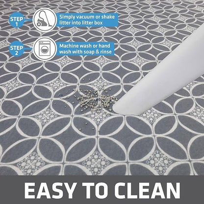 Drymate Cat Litter Box Mat, Litter Trapping Mat, Waterproof, Urine-Proof, Absorbent, Machine Washable, Soft on Paws, Contains Mess, Protects Floors, Kitten Supplies, Indigo Grey, 29x36 XL